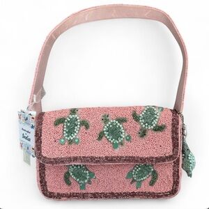 Made in India Pink Turtle Beaded Bag